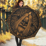 Gold Odin With Huginn And Muninn Print Foldable Umbrella
