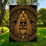 Gold Odin With Huginn And Muninn Print Garden Flag