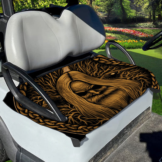 Gold Odin With Huginn And Muninn Print Golf Cart Seat Cover