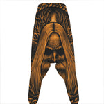 Gold Odin With Huginn And Muninn Print Hammer Pants
