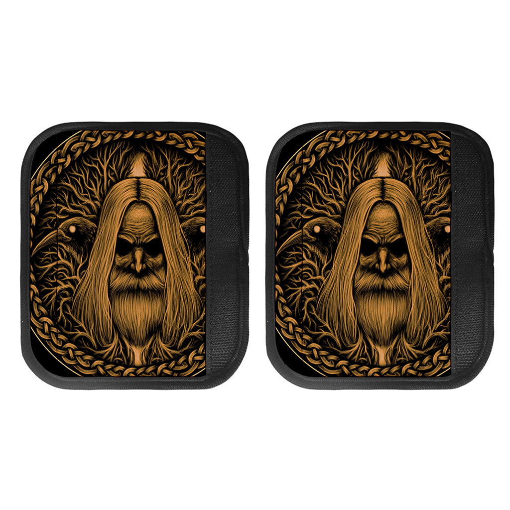 Gold Odin With Huginn And Muninn Print Handle Covers
