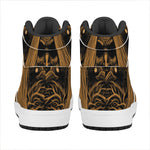 Gold Odin With Huginn And Muninn Print High Top Leather Sneakers