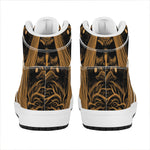Gold Odin With Huginn And Muninn Print High Top Leather Sneakers
