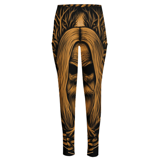 Gold Odin With Huginn And Muninn Print High-Waisted Pocket Leggings