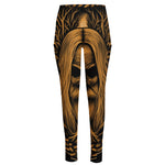 Gold Odin With Huginn And Muninn Print High-Waisted Pocket Leggings