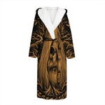 Gold Odin With Huginn And Muninn Print Hooded Bathrobe