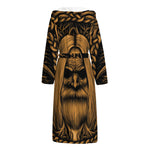Gold Odin With Huginn And Muninn Print Hooded Bathrobe