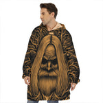 Gold Odin With Huginn And Muninn Print Hoodie Blanket
