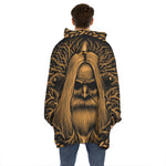 Gold Odin With Huginn And Muninn Print Hoodie Blanket