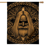 Gold Odin With Huginn And Muninn Print House Flag