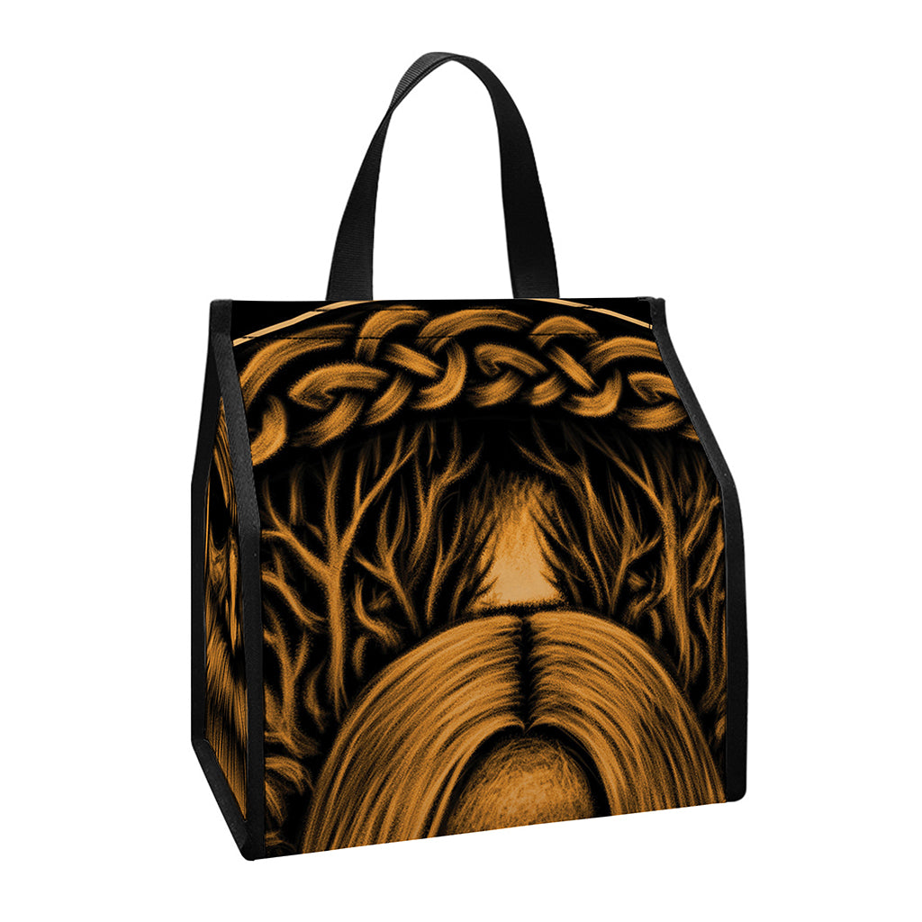 Gold Odin With Huginn And Muninn Print Insulated Lunch Tote