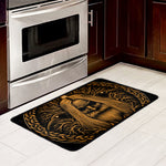 Gold Odin With Huginn And Muninn Print Kitchen Mat