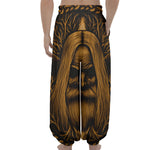 Gold Odin With Huginn And Muninn Print Lantern Pants