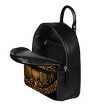 Gold Odin With Huginn And Muninn Print Leather Backpack