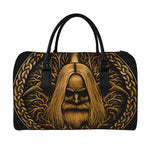Gold Odin With Huginn And Muninn Print Leather Duffle Bag