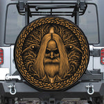Gold Odin With Huginn And Muninn Print Leather Spare Tire Cover