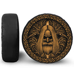 Gold Odin With Huginn And Muninn Print Leather Spare Tire Cover