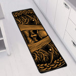 Gold Odin With Huginn And Muninn Print Long Kitchen Mat