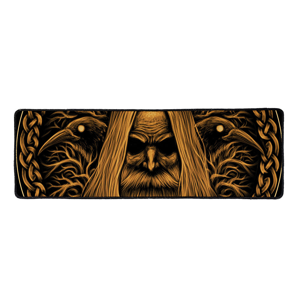Gold Odin With Huginn And Muninn Print Long Kitchen Mat
