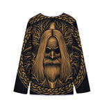 Gold Odin With Huginn And Muninn Print Long Sleeve Short Coat