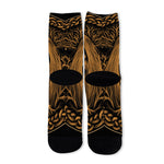 Gold Odin With Huginn And Muninn Print Long Socks