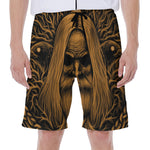 Gold Odin With Huginn And Muninn Print Men's Beach Shorts