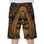 Gold Odin With Huginn And Muninn Print Men's Beach Shorts