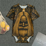 Gold Odin With Huginn And Muninn Print Men's Bodysuit