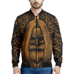 Gold Odin With Huginn And Muninn Print Men's Bomber Jacket