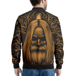 Gold Odin With Huginn And Muninn Print Men's Bomber Jacket