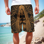 Gold Odin With Huginn And Muninn Print Men's Cargo Shorts