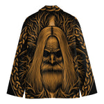 Gold Odin With Huginn And Muninn Print Men's Cotton Blazer
