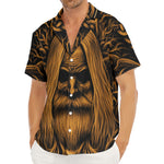 Gold Odin With Huginn And Muninn Print Men's Deep V-Neck Shirt