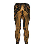 Gold Odin With Huginn And Muninn Print Men's leggings