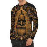 Gold Odin With Huginn And Muninn Print Men's Long Sleeve Rash Guard