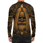 Gold Odin With Huginn And Muninn Print Men's Long Sleeve Rash Guard