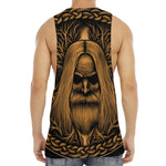 Gold Odin With Huginn And Muninn Print Men's Muscle Tank Top