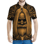 Gold Odin With Huginn And Muninn Print Men's Polo Shirt