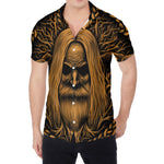 Gold Odin With Huginn And Muninn Print Men's Shirt