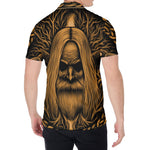 Gold Odin With Huginn And Muninn Print Men's Shirt