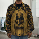 Gold Odin With Huginn And Muninn Print Men's Shirt Jacket