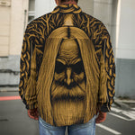 Gold Odin With Huginn And Muninn Print Men's Shirt Jacket