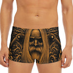 Gold Odin With Huginn And Muninn Print Men's Short Boxer Briefs