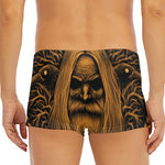 Gold Odin With Huginn And Muninn Print Men's Short Boxer Briefs