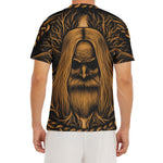 Gold Odin With Huginn And Muninn Print Men's Short Sleeve Rash Guard