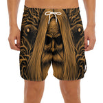 Gold Odin With Huginn And Muninn Print Men's Split Running Shorts