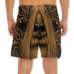 Gold Odin With Huginn And Muninn Print Men's Split Running Shorts