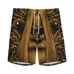 Gold Odin With Huginn And Muninn Print Men's Sports Shorts