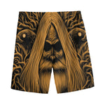 Gold Odin With Huginn And Muninn Print Men's Sports Shorts