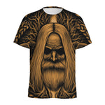 Gold Odin With Huginn And Muninn Print Men's Sports T-Shirt
